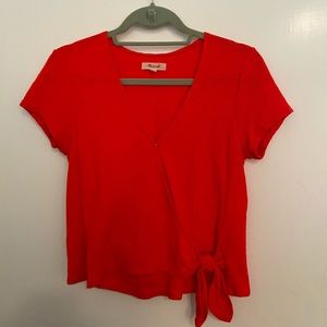 Madewell coral tie shirt